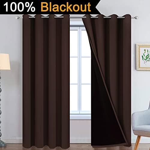 Yakamok Chocolate Brown Blackout Curtains 84 Inches Long 52" Wide, 2 Panels - Image 2