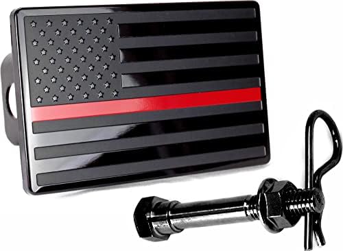 5"x3" American Black Flag Metal Hitch Cover by AutoAccessores