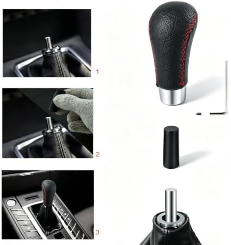 Lunsom Leather Shift Knob, Car Gear Shifter Stick Auto R Style Shift Stick - Image 3