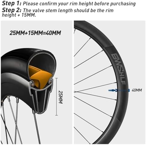 BWSHLF Tubeless Presta Valve Stem 40/44/55/60/65/80/100 mm, Super Light Alloy - Image 4