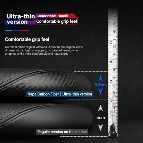 Microfiber Leather Steering Wheel Cover, D-Shape Carbon Fiber Black Wire Trim - Image 2