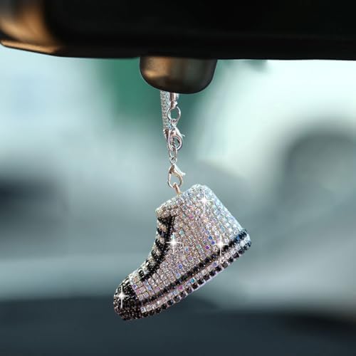 Bling Sneaker Shoe Sparkly Car Hanging Ornament, Cute Crystal Rear View Mirror by YOYLMAL