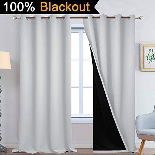 Yakamok Light Grey 100% Blackout Curtains 108 Inches Long 52" Wide 2 Panel - Image 2