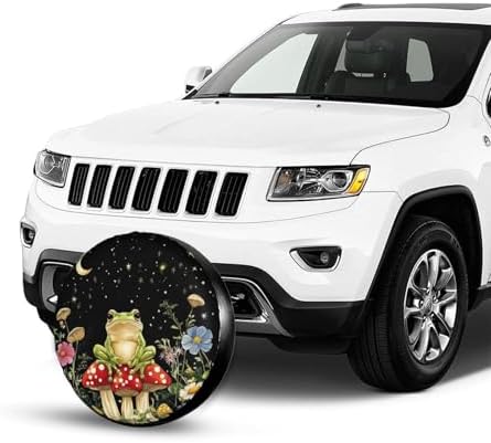 Mushrooms Frog Black Universal Spare Tire Cover, 15 Inch, Cute Waterproof - Image 7