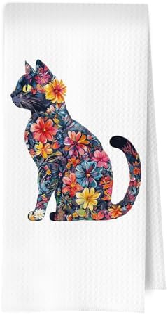 Flower Cat Kitchen Towels by Unknown