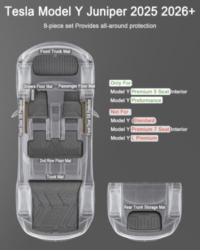 SUPER LINER Tesla New Model Y Juniper Floor Mats 2026 2027, 8-Pcs Set TPE - Image 2