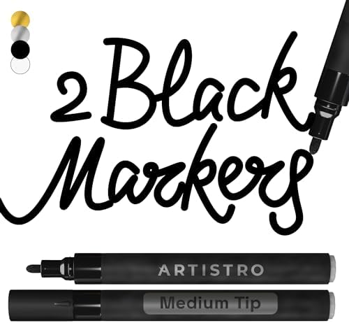 ARTISTRO Black Acrylic Paint Markers - 3mm Medium-Tip - Set of 2 by ARTISTRO
