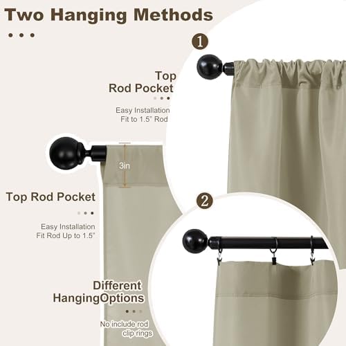 Outdoor Curtains for Patio Waterproof Rod Pocket 6 Pcs 54x95 Inch Taupe - Image 3