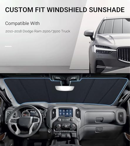 Pigenius Windshield Sunshade for Dodge Ram 2500/3500 2010-2018 Front Window - Image 2
