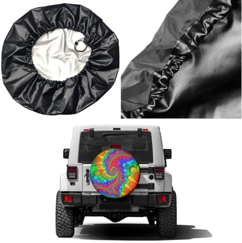 Tie Dye Abstract Rainbow Color Spare Tire Cover Dust-Proof Wheel Tire Cover Fit - Image 5