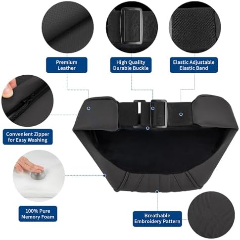Headrest Car Neck Pillow for Driving Memory Foam Black, 1 Pack - Image 3
