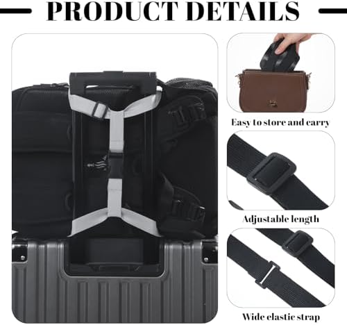 2 Pack Luggage Straps, Adjustable Elastic Bag Bungee Belt 2 Colors Travel - Image 2