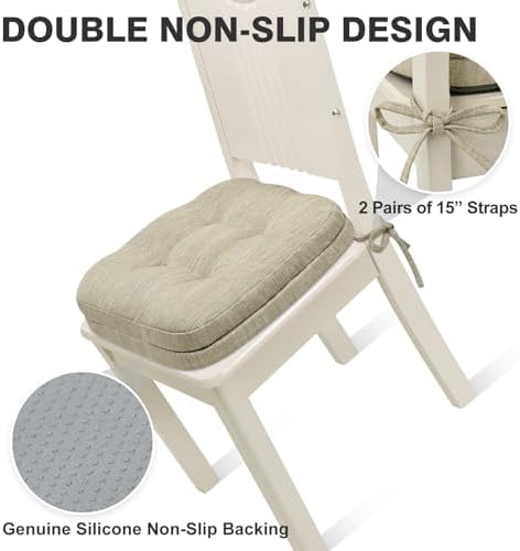Shinnwa Dining Chair Cushions Set of 6, Dual-Layer Memory Foam Kitchen Chair - Image 5