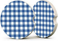 Blue Buffalo Plaid Car Coasters Set of 2, Coquette Preppy Cup Holders by Unknown