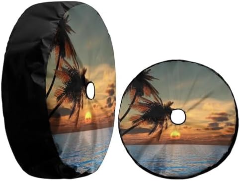 Sea Sunset Coconut Tree Spare Tire Cover - Image 3