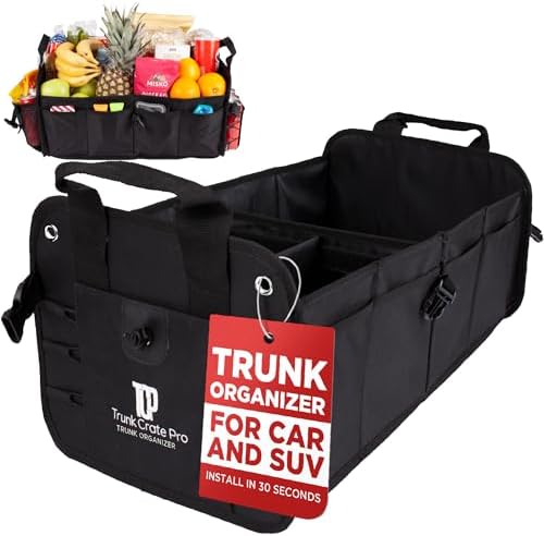 Car & Vehicle Trunk Organizer for SUV, Truck & Auto Storage, Standard Black by TRUNKCRATEPRO