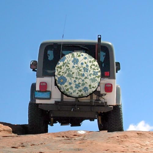Camping Spare Tire Cover 18inch Blue Green Vintage Floral Spring Polyester - Image 5