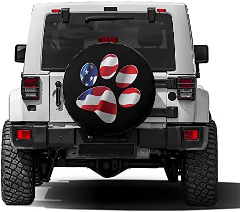Paws US American Flag Spare Tire Cover Dust-Proof Wheel Tire Cover Fit Trailer - Image 2