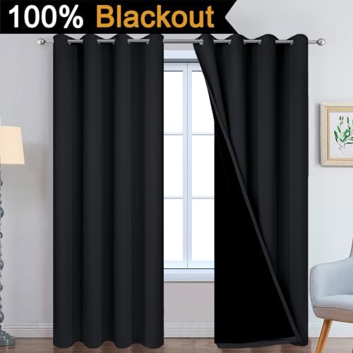 Yakamok Black 100% Blackout Curtains 90 Inches Long - Image 2