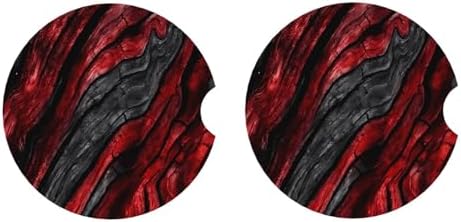 Black Red Wood Grain Absorbent Car Coasters - Image 3