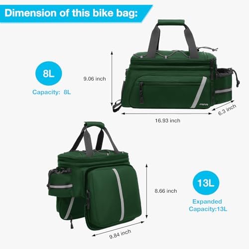 MOSISO Bike Rack Bag with Rain Cover, Bike Trunk Cooler Handag, Jungle Green - Image 3