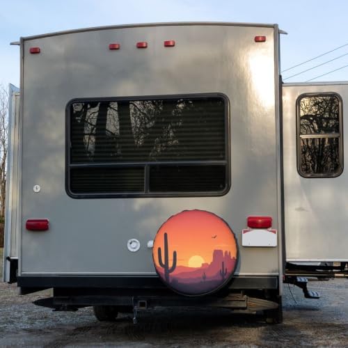 Desert Sunset Cactus Spare Tire Cover Dust-Proof Wheel Tire Cover Fit Trailer - Image 6