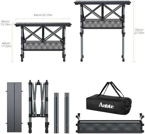 Anbte 2ft Small Roll Up Camping Table, Aluminum Portable, 25” X 16” - Image 3