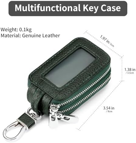 SENDEFN Car Key Fob Case Double Zipper Leather Smart Remote Keychain Protector - Image 2