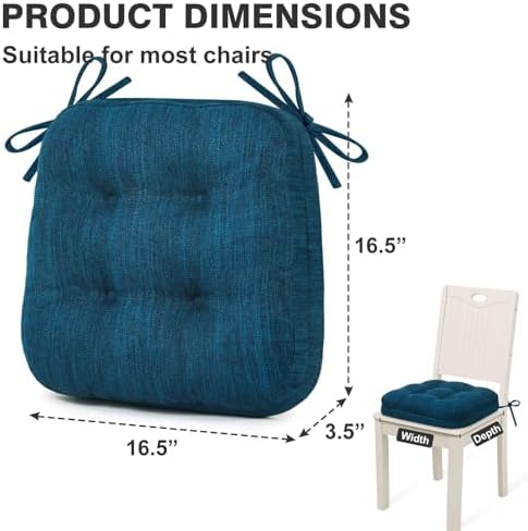Shinnwa Dining Chair Cushions Set of 2, Dual-Layer Memory Foam Kitchen Chair - Image 6