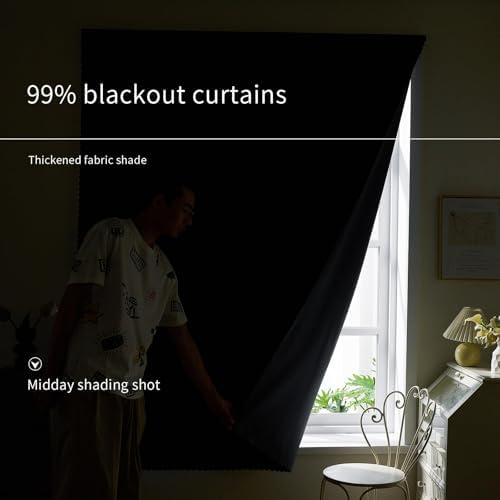 AJAZZ 100% Black Out Curtains Adhesive Blackout Temporary Curtain No Drilling - Image 4