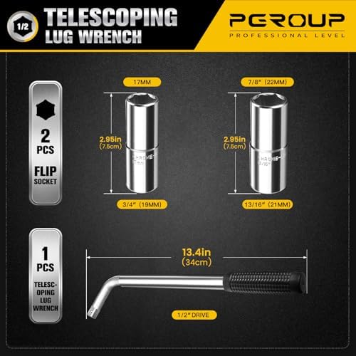 Telescoping Lug Wrench, Extended Lug Wheel Wrench - Image 2