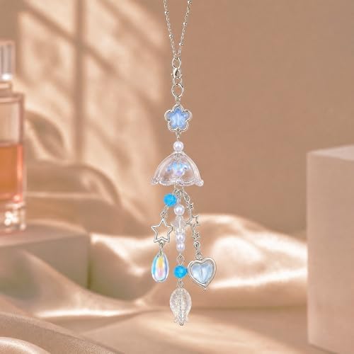 Blue Jellyfish Rearview Mirror Charm, Gift - Image 5