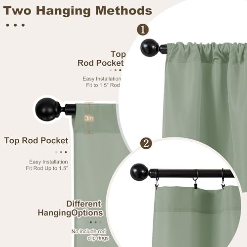 Outdoor Curtains for Patio Waterproof Rod Pocket 6 Pcs 54x95 Sage Green - Image 3