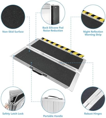 3FT Portable Wheelchair Ramp, Non-Slip Aluminum Folding Handicap Ramp, 800 LBS - Image 4