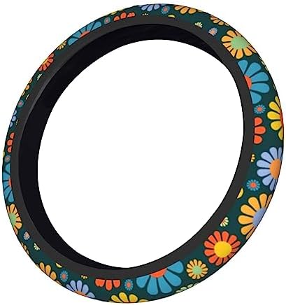 Hippie Flower Steering Wheel Cover, Anti-Slip 15 Inches Car Steering Wheel Cover by Qilerongrong