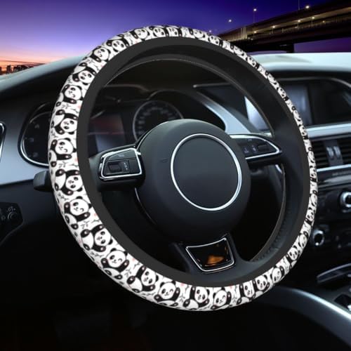 Cute Cartoon Panda Steering Wheel Covers Non Slip Neoprene Universal 15 Inch by KUOAICY