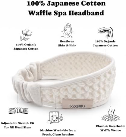 Luxury Organic Japanese Cotton Waffle Spa Headband - Image 2