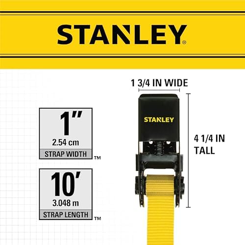 STANLEY S9500 Black/Yellow 1" x 10' Ratchet Straps - Image 6