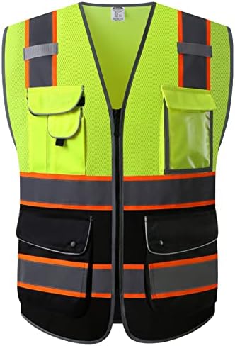 JKSafety Safety Vest for Men Women Reflective Hi Vis JK100 YBlack 2XL by JKSafety