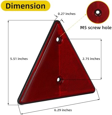 2 Pack Triangle Safety Reflectors Red Trailer Screw Mount - Image 2