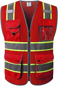 JKSafety Safety Vest for Men Women Reflective Hi Vis JK100 Red L by JKSafety