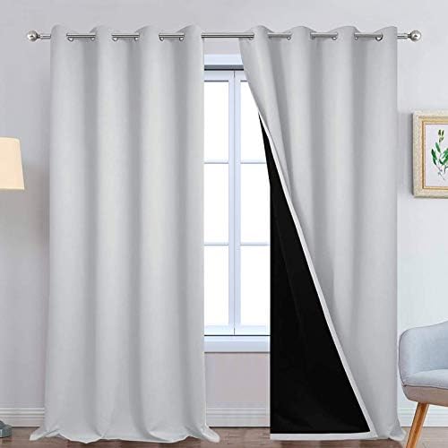 Yakamok Light Grey 100% Blackout Curtains 108 Inches Long 52" Wide 2 Panel by Yakamok