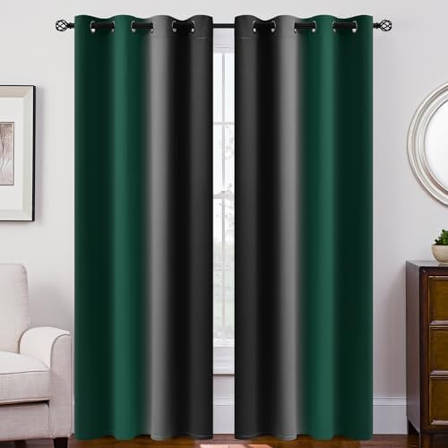 SimpleHome Ombre Green and Black Room Darkening Curtains 84 inches Length by SimpleHome
