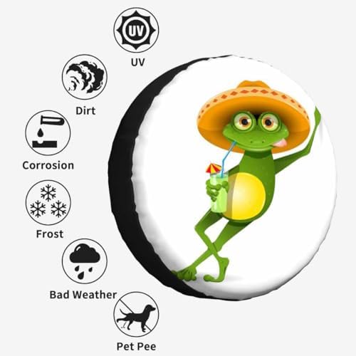 Green Frog Spare Tire Cover Wear Sombrero and Drink a Cocktail Summer Beach - Image 6