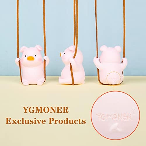 YGMONER Super Cute Swinging Pig Car Mirror Hanging Ornament Car Interior - Image 4