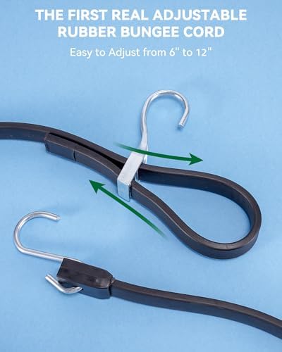 Lucky Straps 12 Inch Adjustable Rubber Bungee Cords, 8 Pack - Image 2