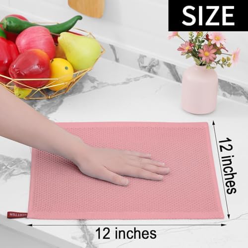 Homaxy 100% Cotton Waffle Weave Kitchen Dish Cloths 24-Pack, Dried Rose - Image 5