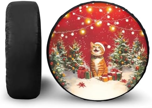Christmas Cute Cat Spare Tire Cover PU Leather, Wheel Protection Universal by YGFLPPV