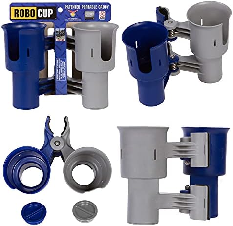 ROBOCUP, Patented Clamp On Boat Cup Holder |Multifunction Dual Drink Caddy by RoboCup