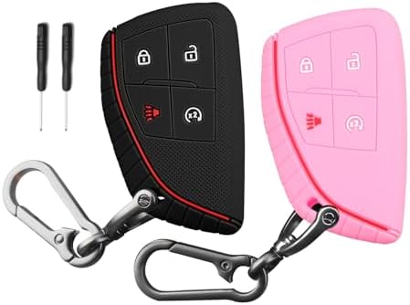 QBUC 2 Pcs for Chevy Key Fob Cover, 4 Buttons Silicone by QBUC